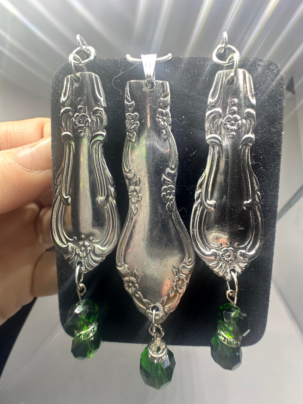 Vintage Spoon Jewelry Set – Handcrafted Earrings + Pendant