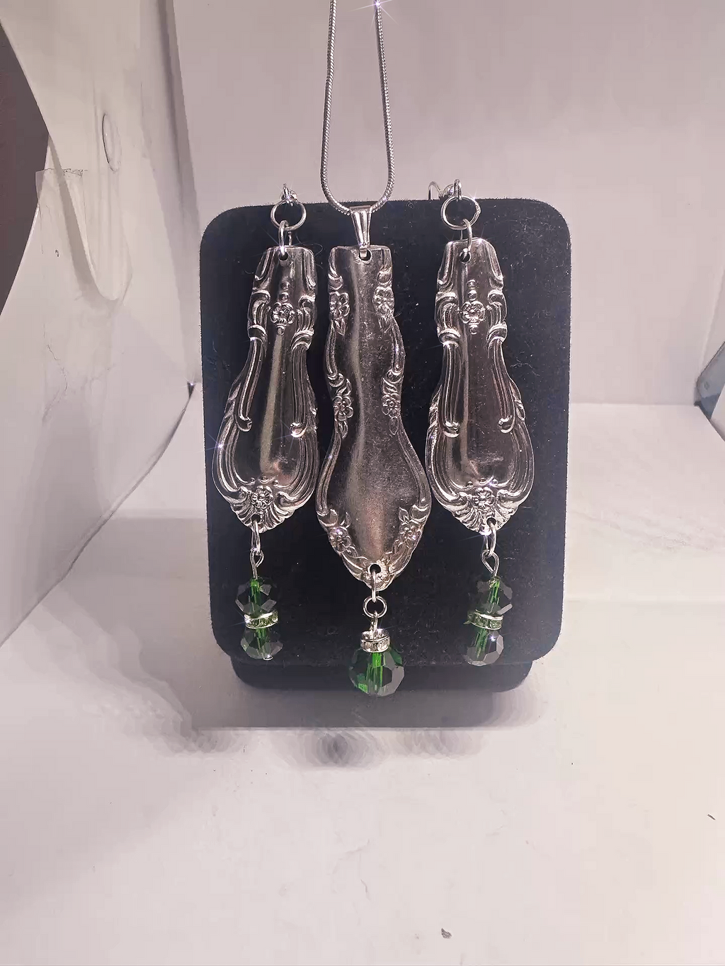 Vintage Spoon Jewelry Set – Handcrafted Earrings + Pendant