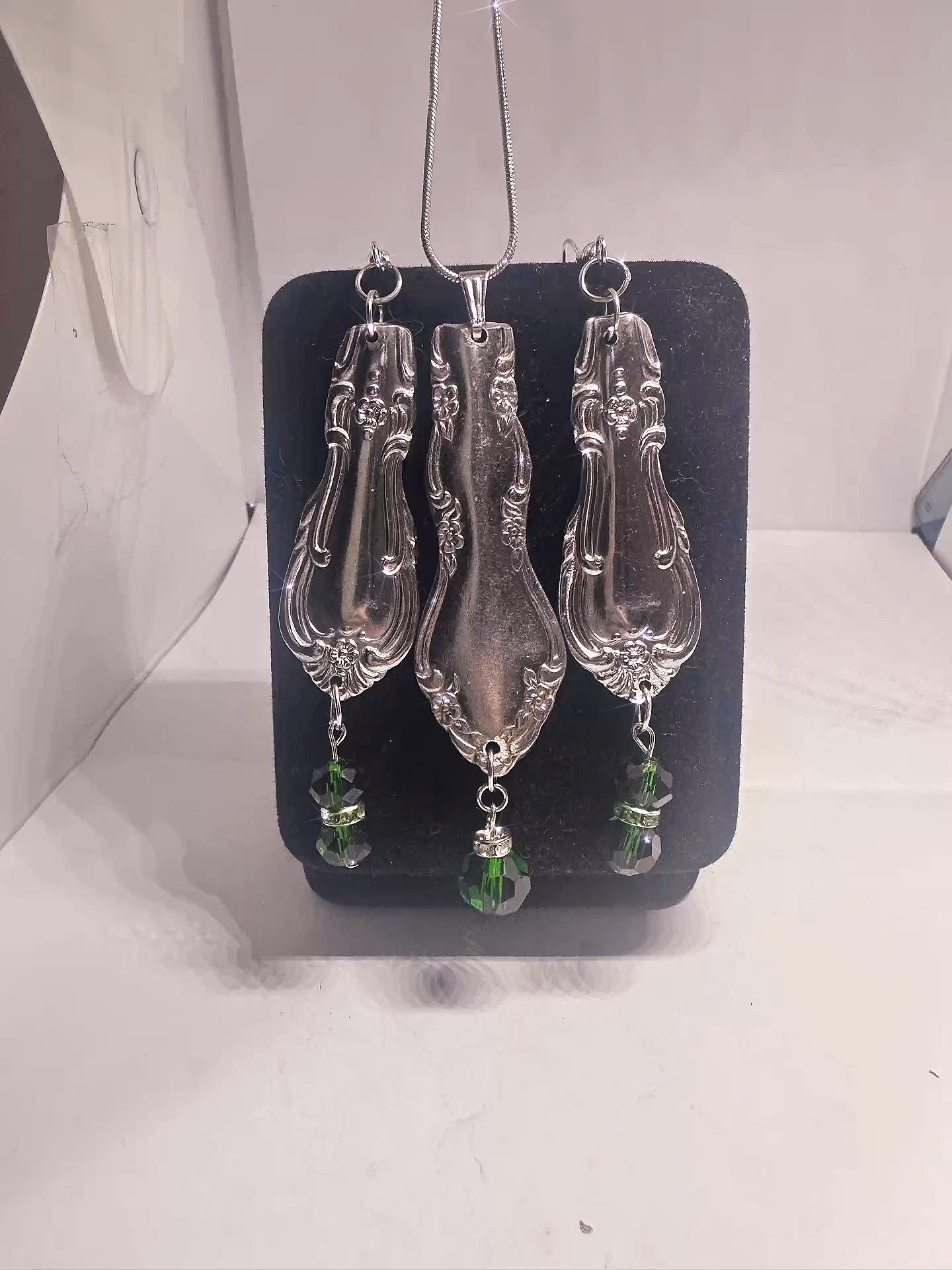 Vintage Spoon Jewelry Set – Handcrafted Earrings + Pendant