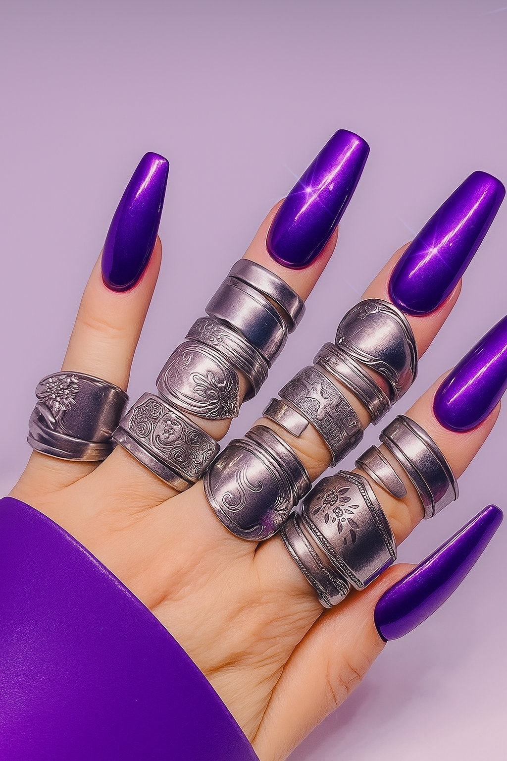 Mystery Vintage Spoon Ring: Handcrafted Stainless Steel Double Wrap highlighting intricate vintage details.