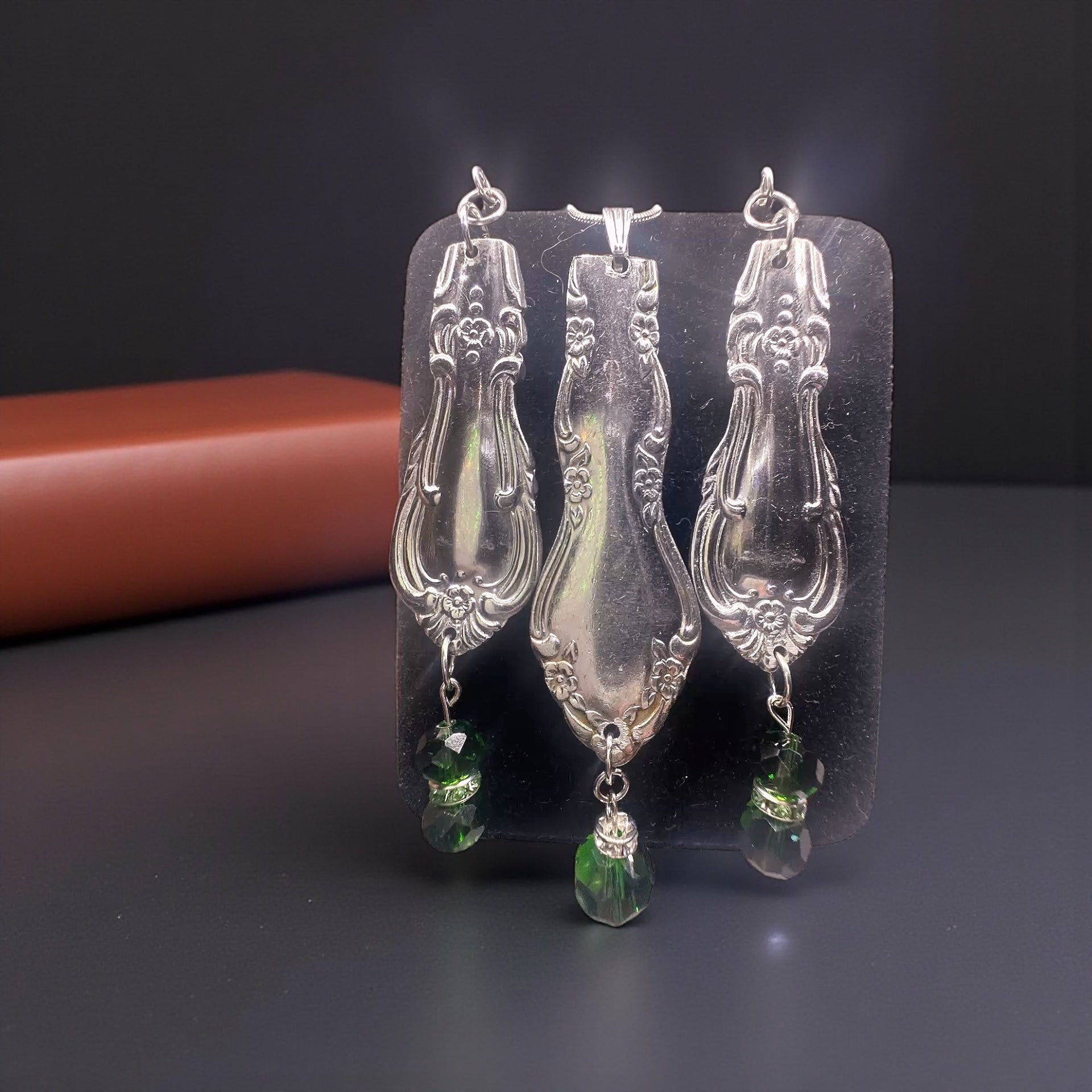 Vintage Spoon Jewelry Set – Handcrafted Earrings + Pendant