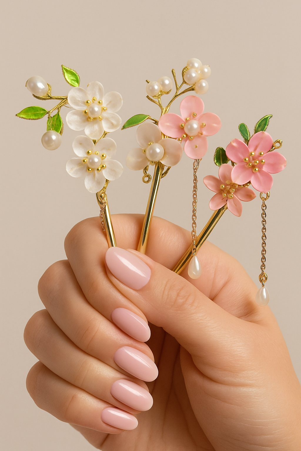 Handcrafted Floral ATM Card Clip Bracelet – Nail-Friendly Grabber with Pearls & Crystals