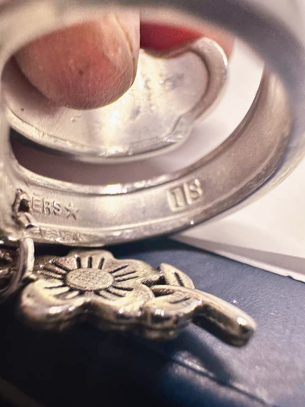 Handmade Vintage Spoon Ring with Adjustable Fit & Dangling Floral Charm - Unique Boho Jewelry