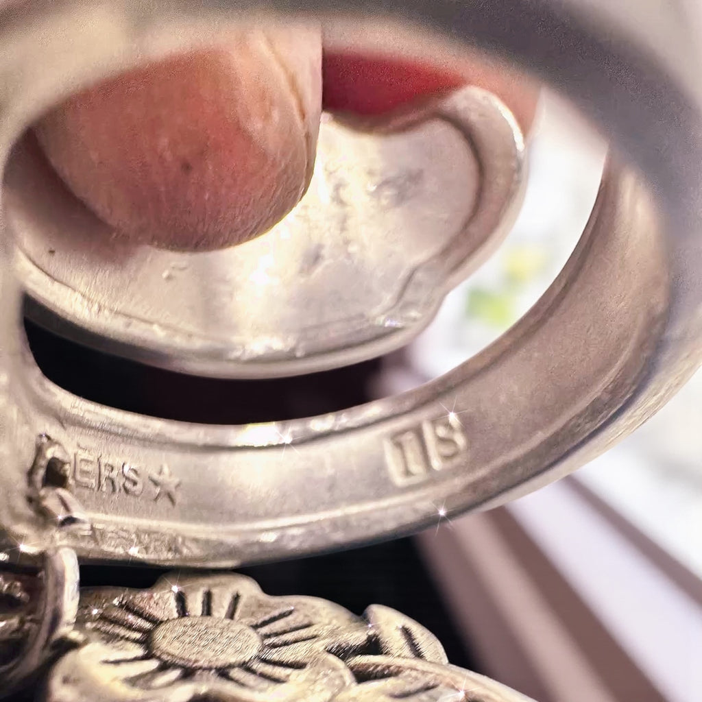 Handmade Vintage Spoon Ring with Adjustable Fit & Dangling Floral Charm - Unique Boho Jewelry