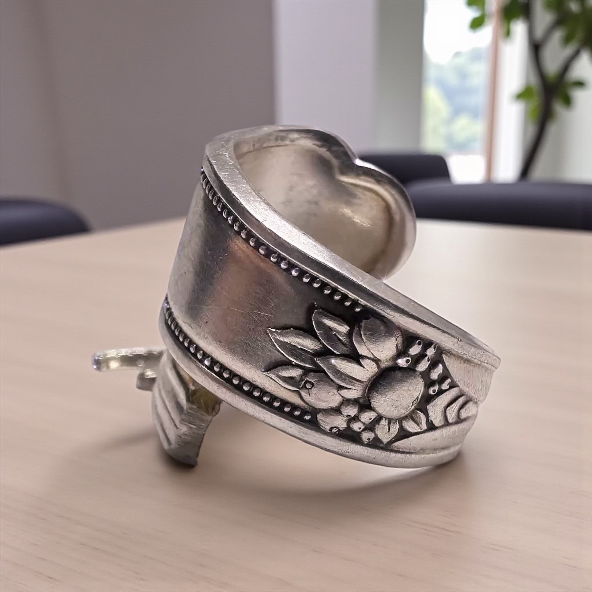 Adjustable Handmade Dragonfly Spoon Ring – Unique Vintage Silverware Jewelry Gift for Her