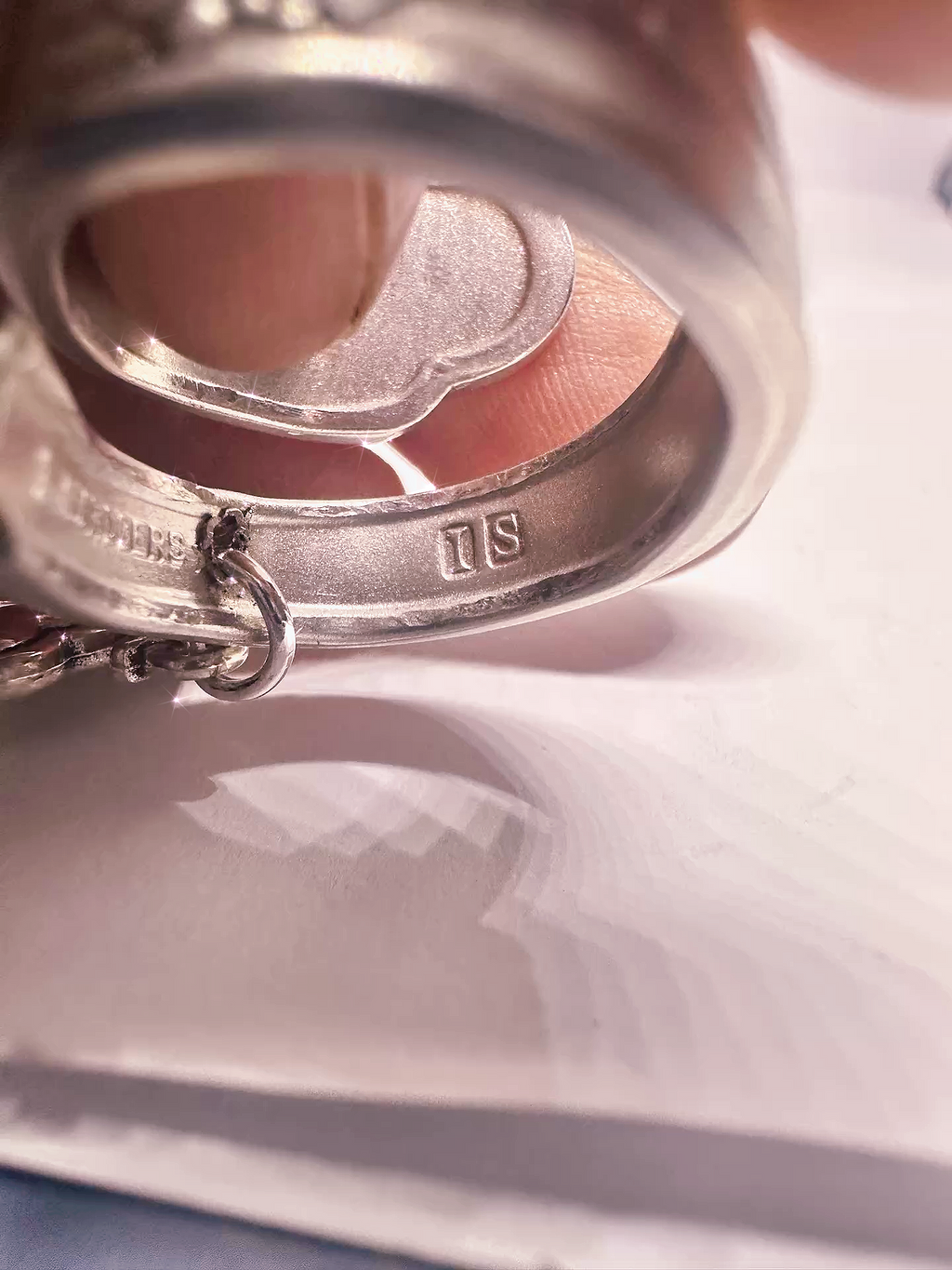 Handmade Vintage Silver Spoon Ring with Adjustable Moon and Heart Charm - Unique Statement Jewelry