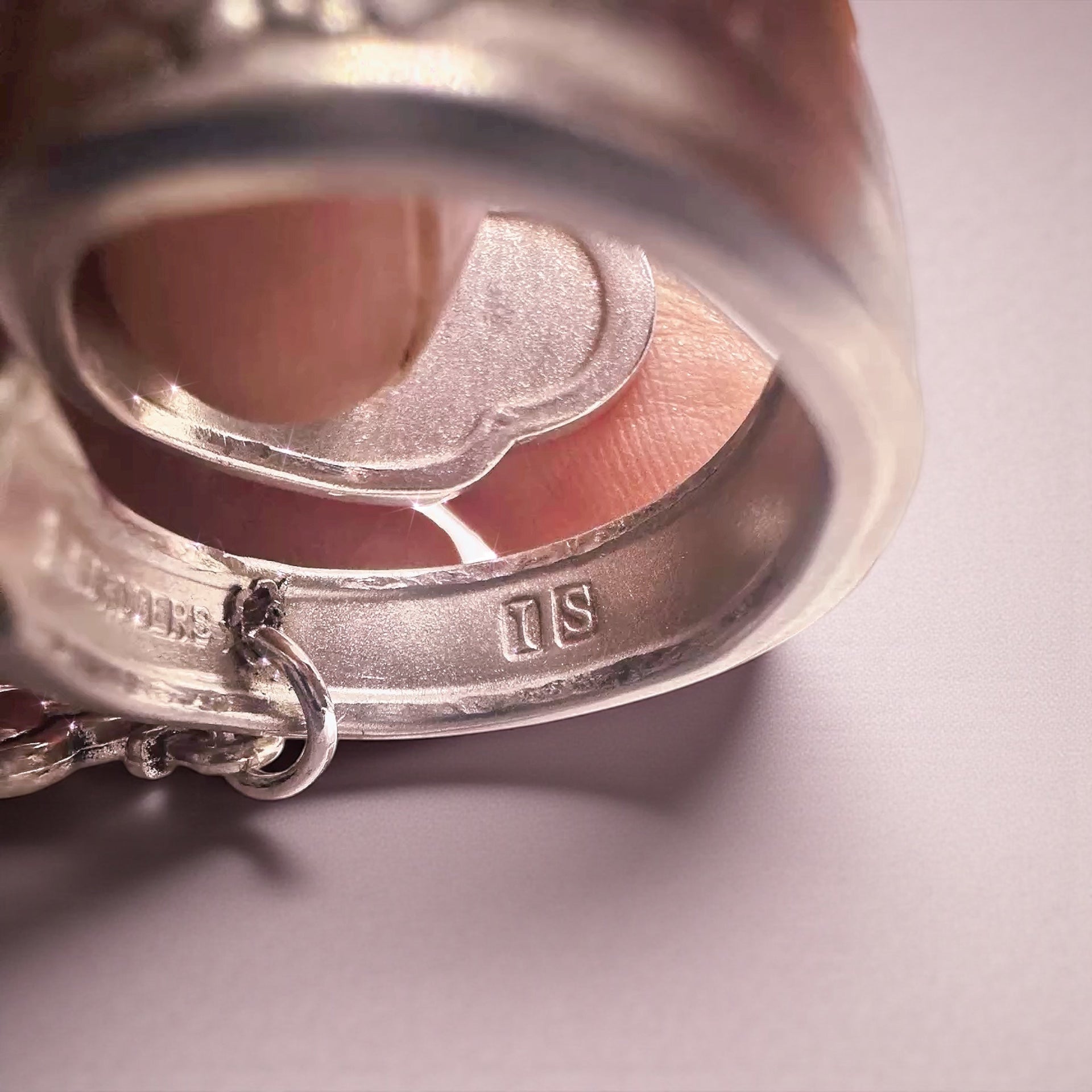 Handmade Vintage Silver Spoon Ring with Adjustable Moon and Heart Charm - Unique Statement Jewelry