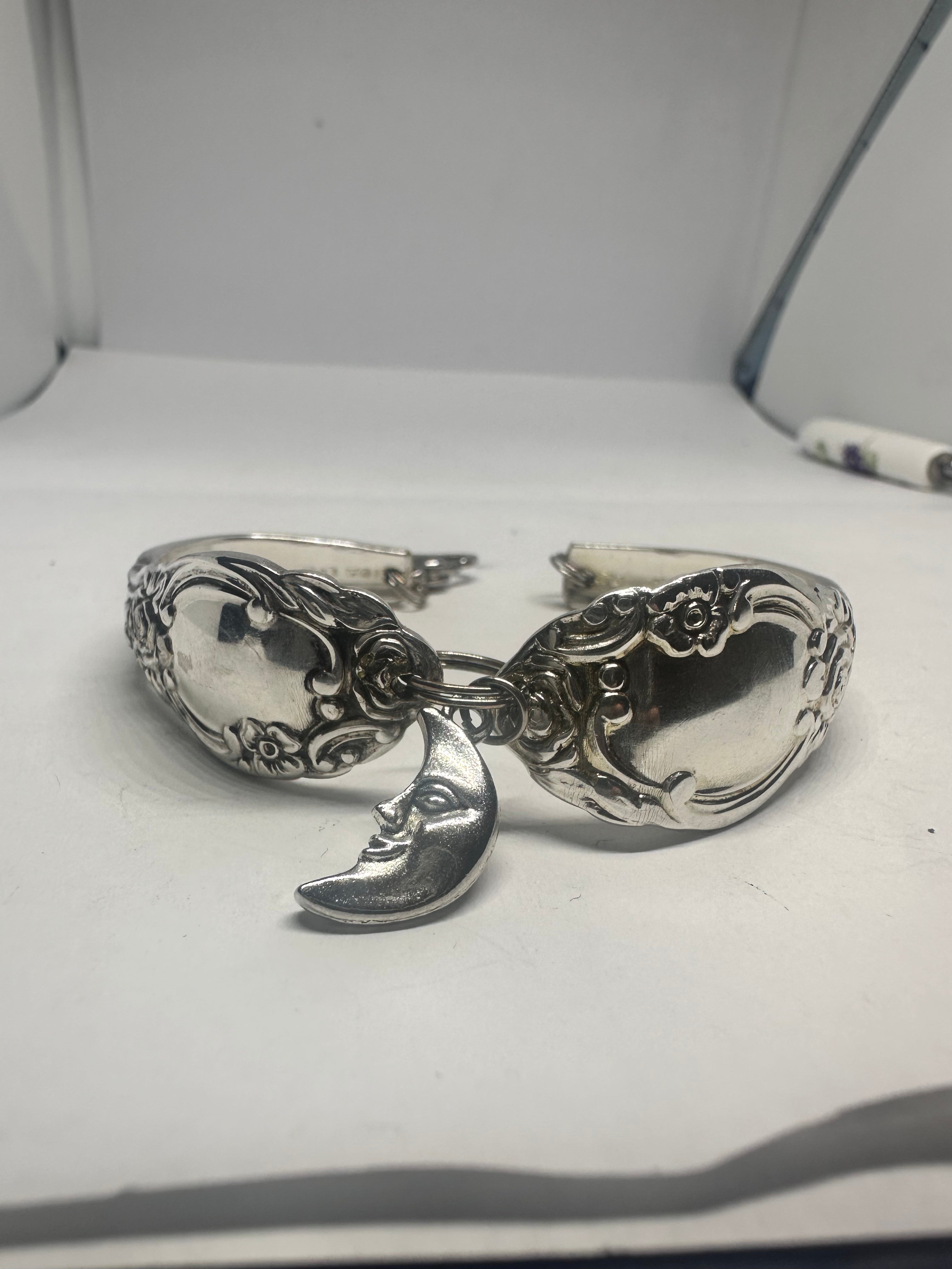 Vintage silver plated bracelet with moon