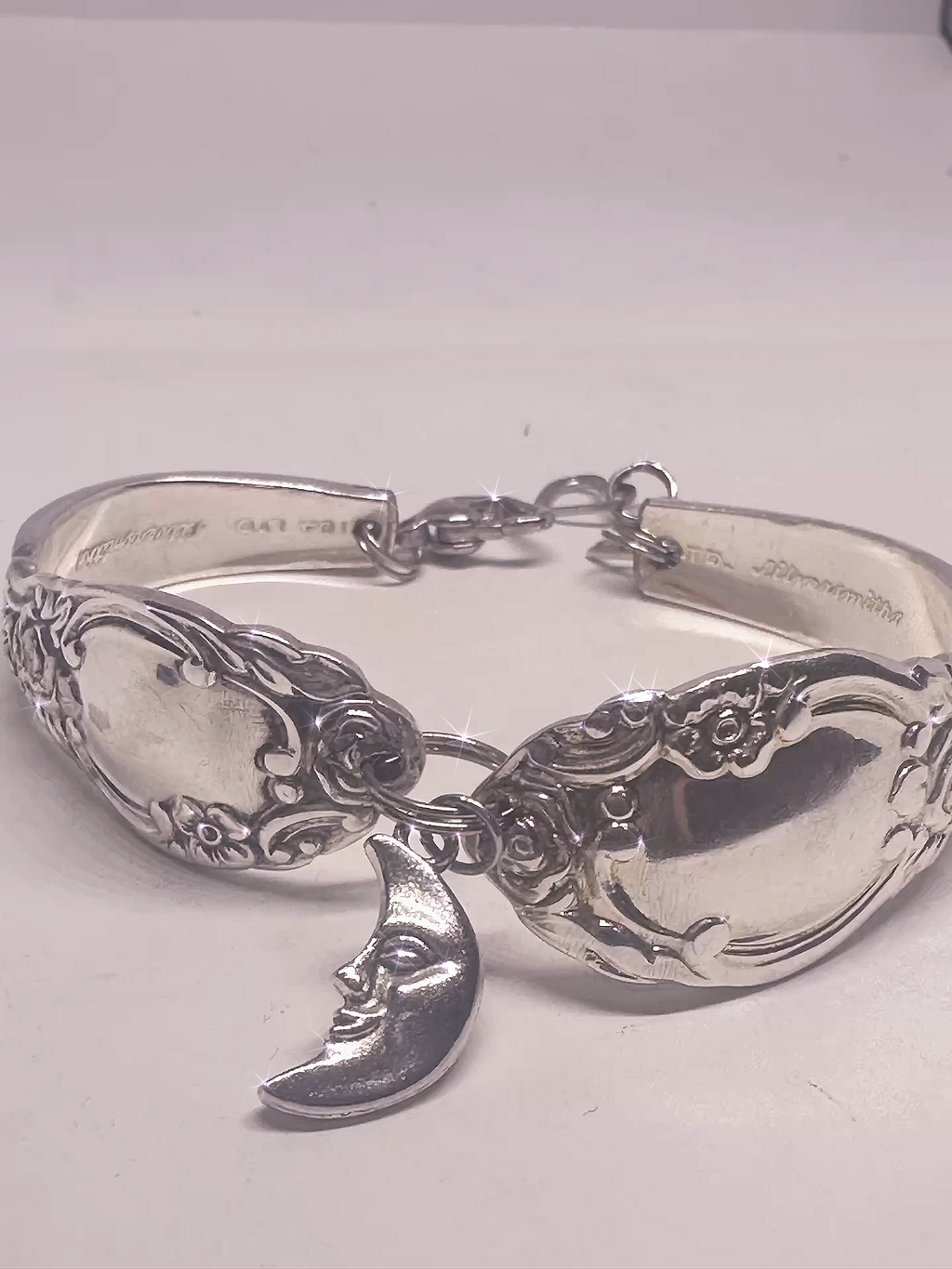 Vintage silver plated bracelet with moon