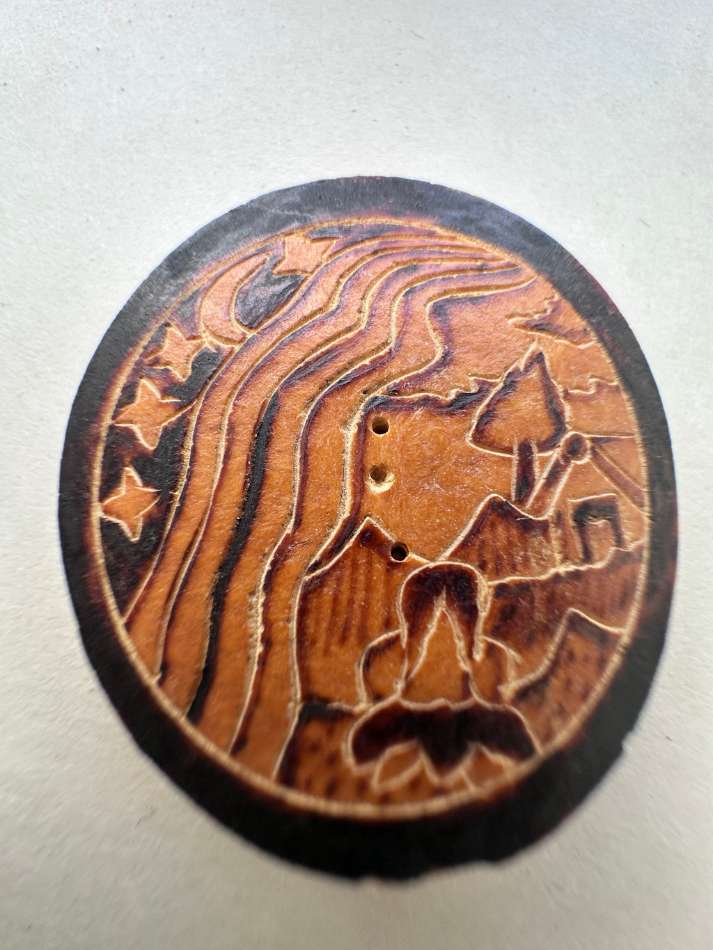 Vintage Carved Pictorial Buttons Set of 5 Scenic Animal Village Designs Estate Find Collectible Sewing Buttons