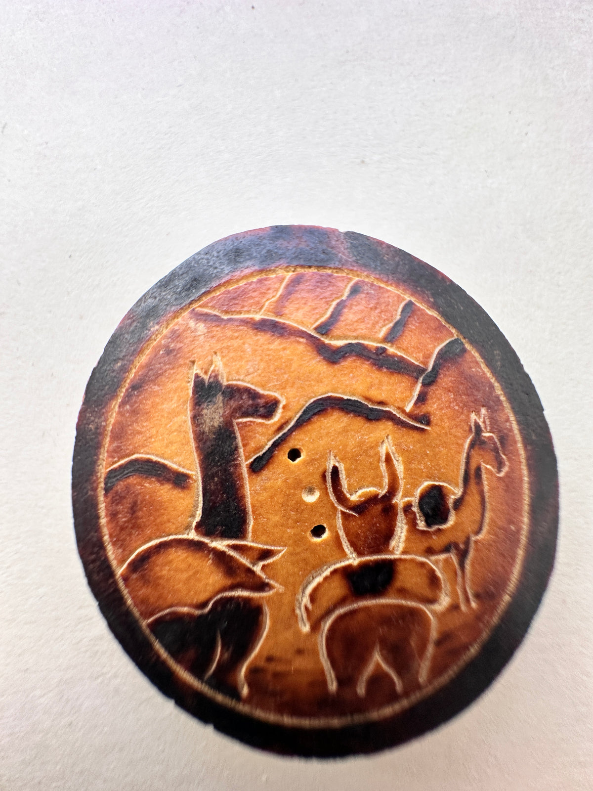 Vintage Carved Pictorial Buttons Set of 5 Scenic Animal Village Designs Estate Find Collectible Sewing Buttons