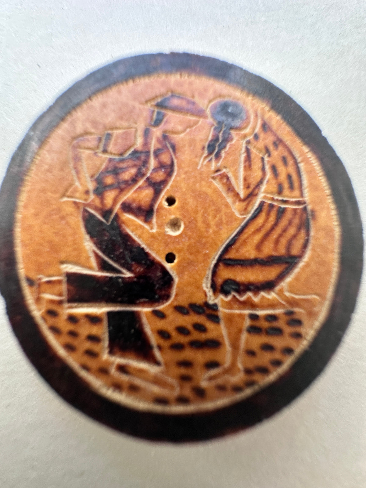 Vintage Carved Pictorial Buttons Set of 5 Scenic Animal Village Designs Estate Find Collectible Sewing Buttons