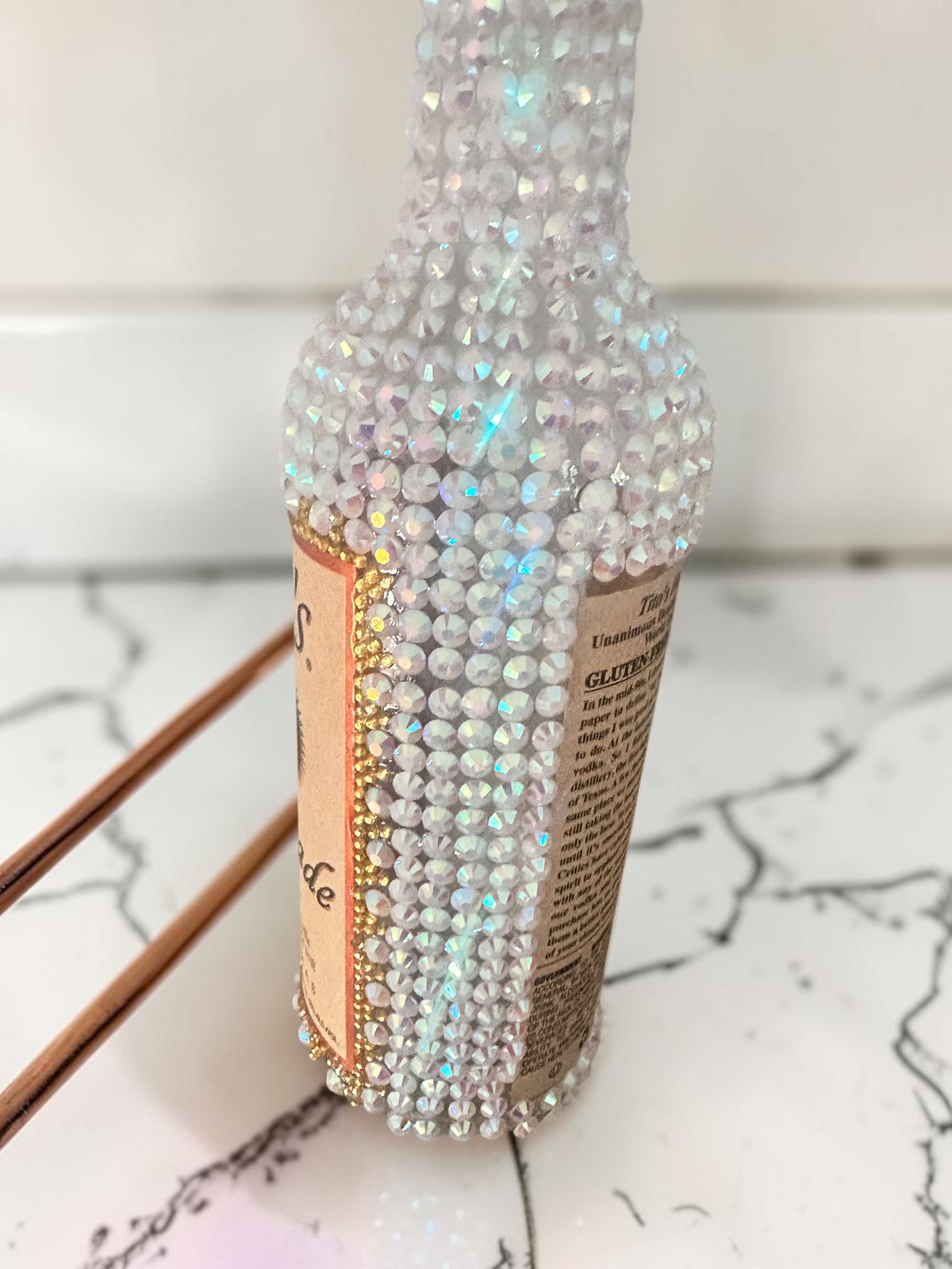 Large Tito’s Bling Bottle Decor, Empty Crystal Bottle, Handmade Rhinestone Bottle, Glam Bar Decor, Includes Crystal Repair Kit