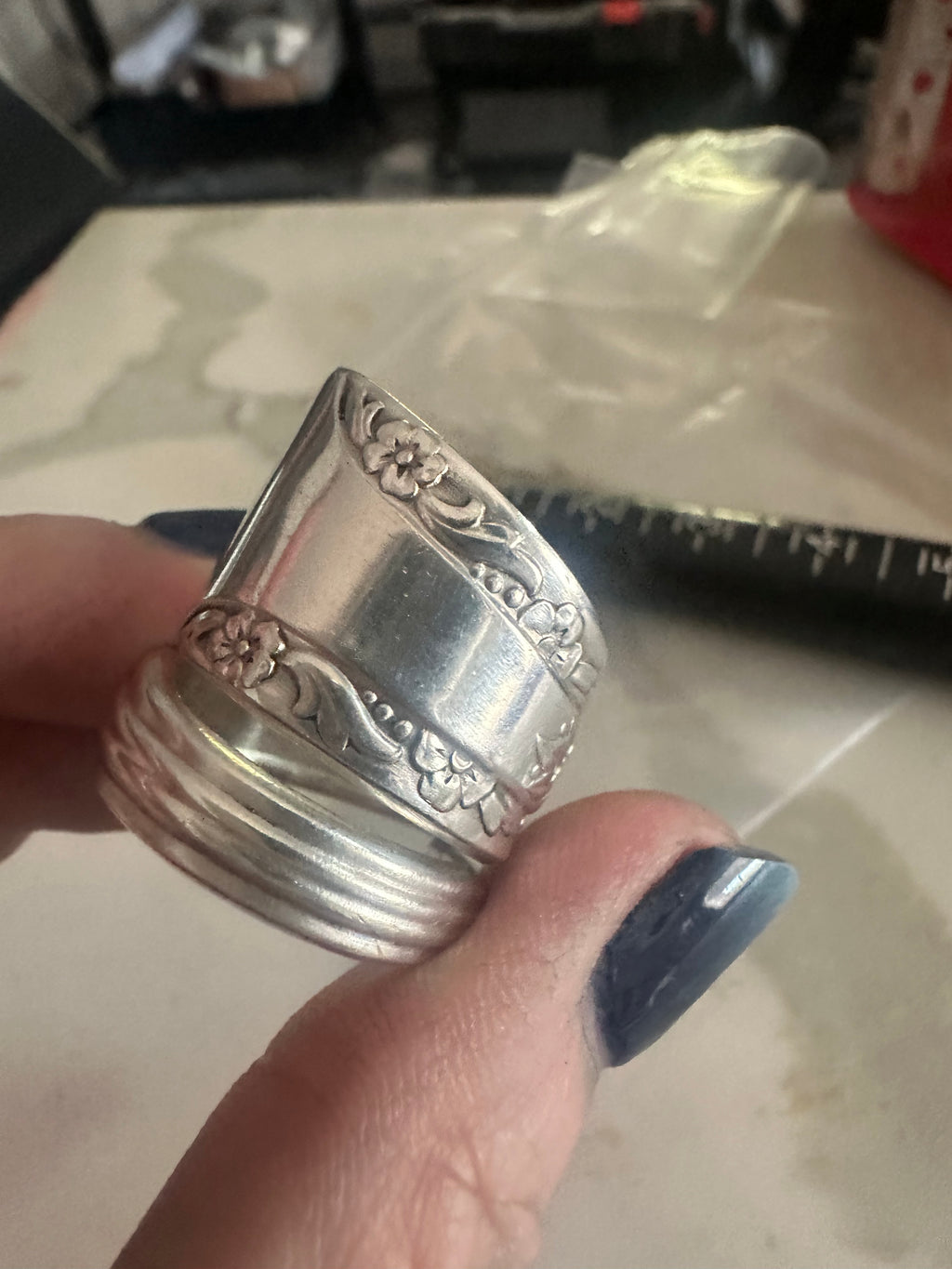 Mystery Vintage Silver Plated Spoon Ring: Unique Double Wrap Design with Surprising Style