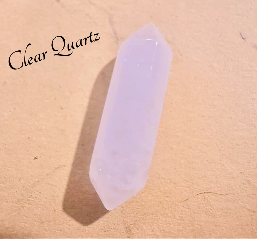 Clear Quartz stone used in a Genuine Gemstone Clip for accessing ATM cards and securing bracelets, made by Bead Happy Gift Finds.