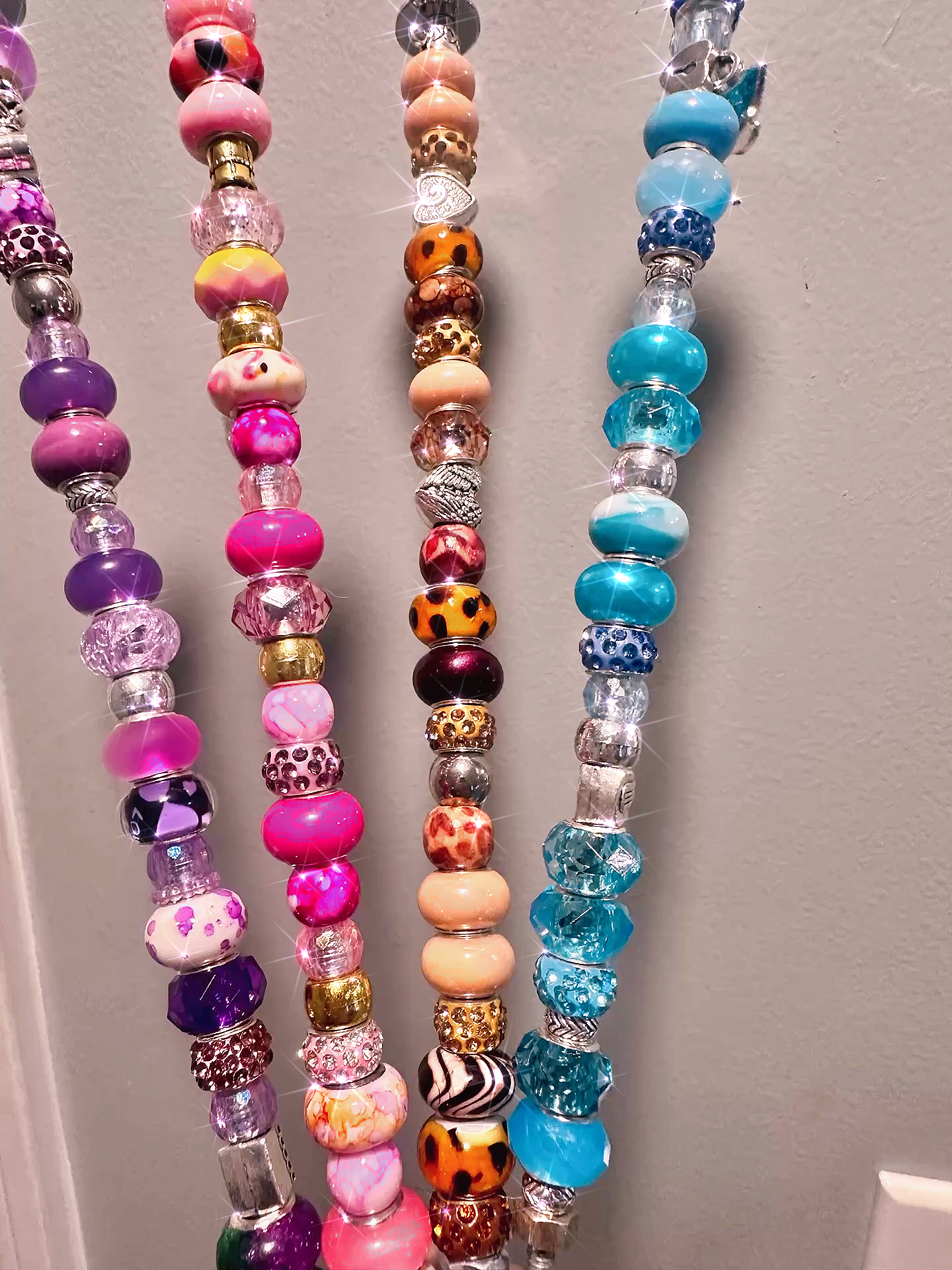 Handmade Beaded Garden Fairy Wand - Color Options: Purple, Pink, Clear, Blue - Unique Charm Styles