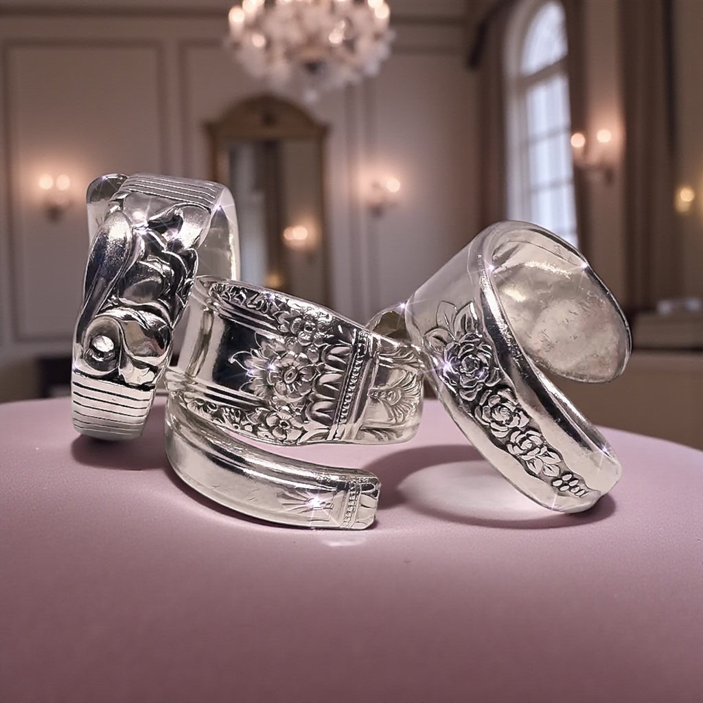 Mystery Vintage Silver Plated Spoon Ring: Unique Double Wrap Design with Surprising Style
