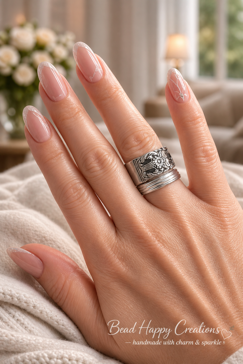 Vintage Spoon Ring – Floral Pattern Silverware Ring | Pick Your Size | Handmade Statement Ring