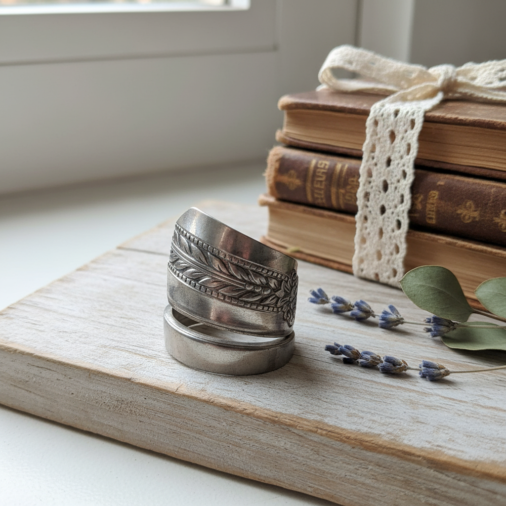 Handmade Spoon Ring – Vintage Floral Silverware Jewelry with Historic Charm