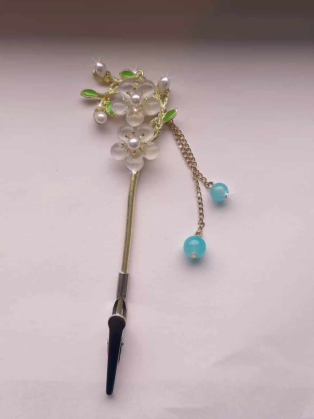 Floral ATM Card Grabber Tool • Cherry Blossom & Pearl Card Clip