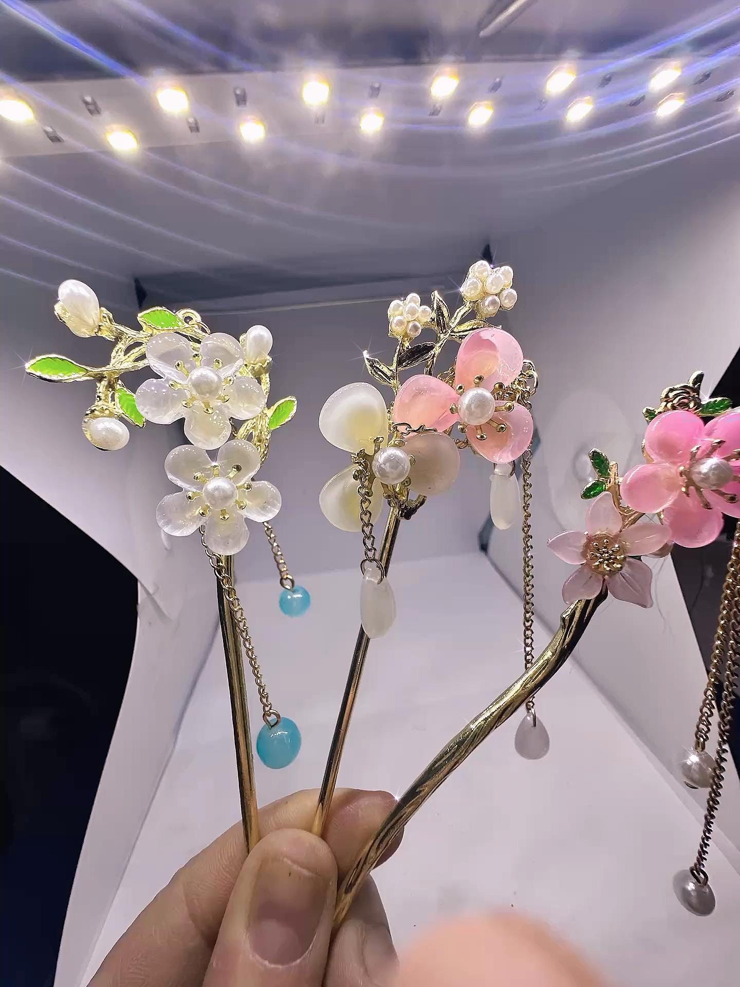 Floral ATM Card Grabber Tool • Cherry Blossom & Pearl Card Clip