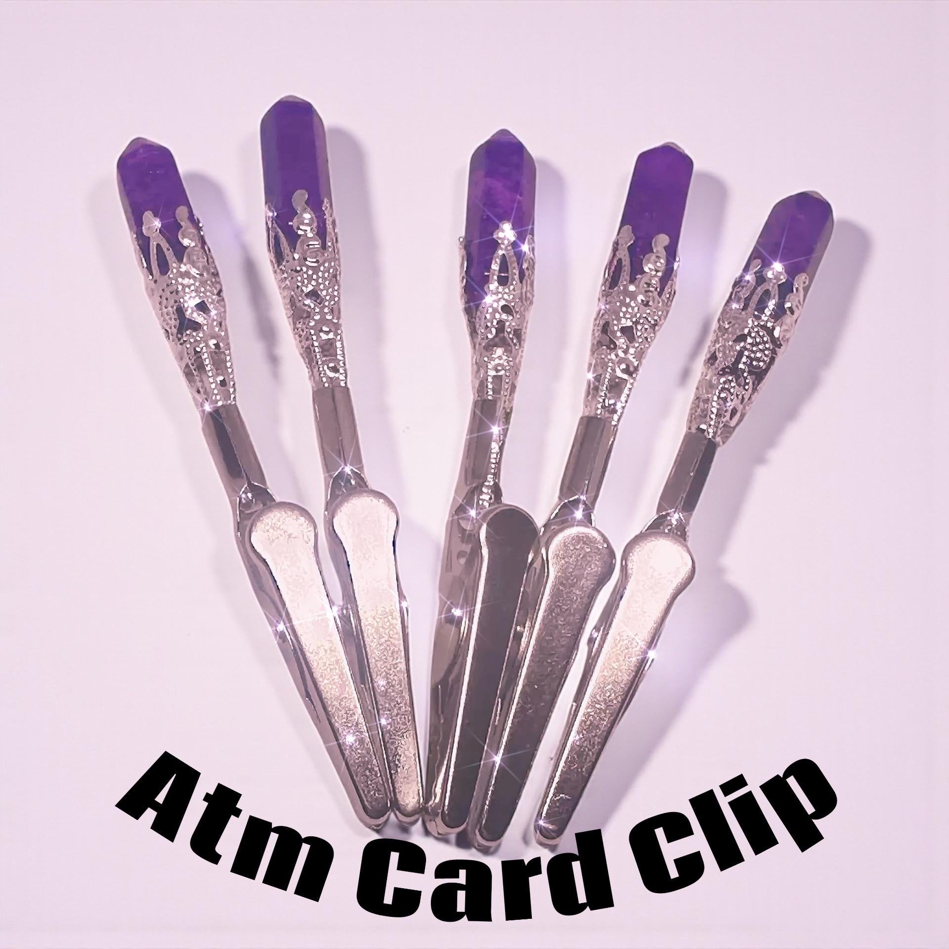 Purple Crystal ATM Card Clip – Amathyst Crystal Bracelet Helper • Long Nail Grabber • Vintage-Style