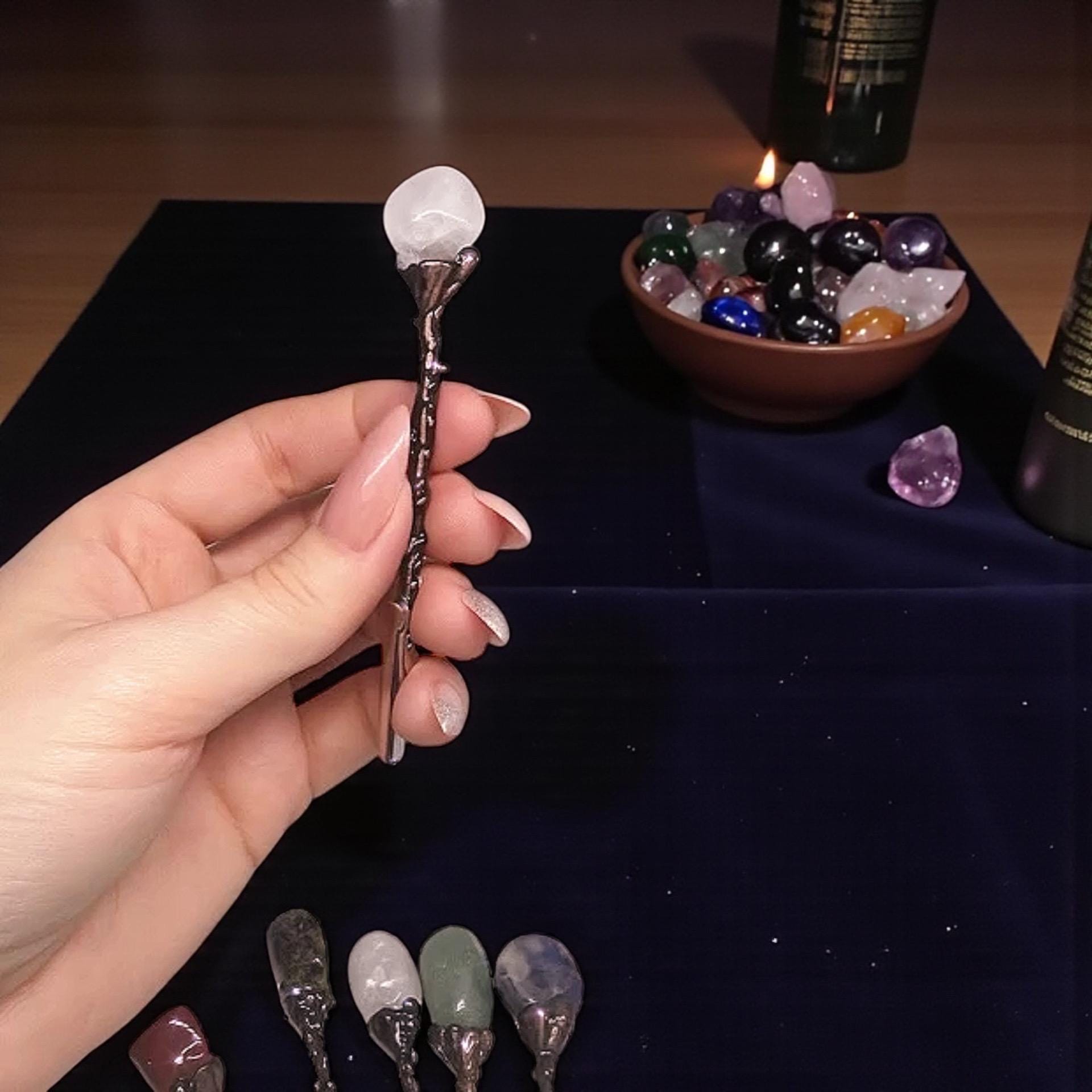 Crystal Wand ATM Card Clip – Long Nail Helper – Choose Your Stone