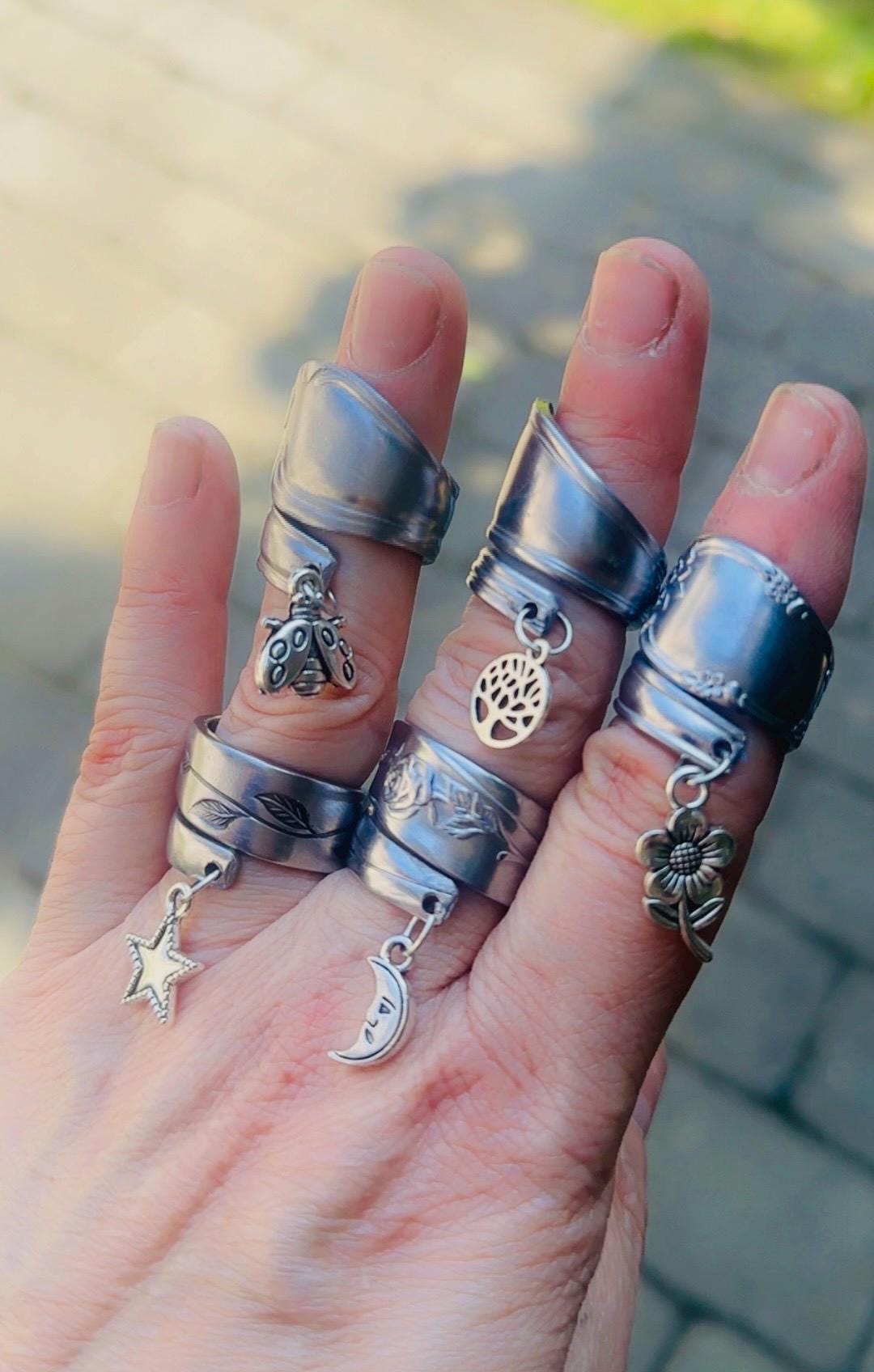Spoon Ring Mystery charm ring, handmade spoon ring custom size ring, upcycled jewelry double wrap, gift for her, surprise ring