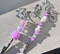 Butterfly Beaded ATM Card Clip • Bracelet Buddy • Long Nail Helper • Pretty Purple & Pink Beads