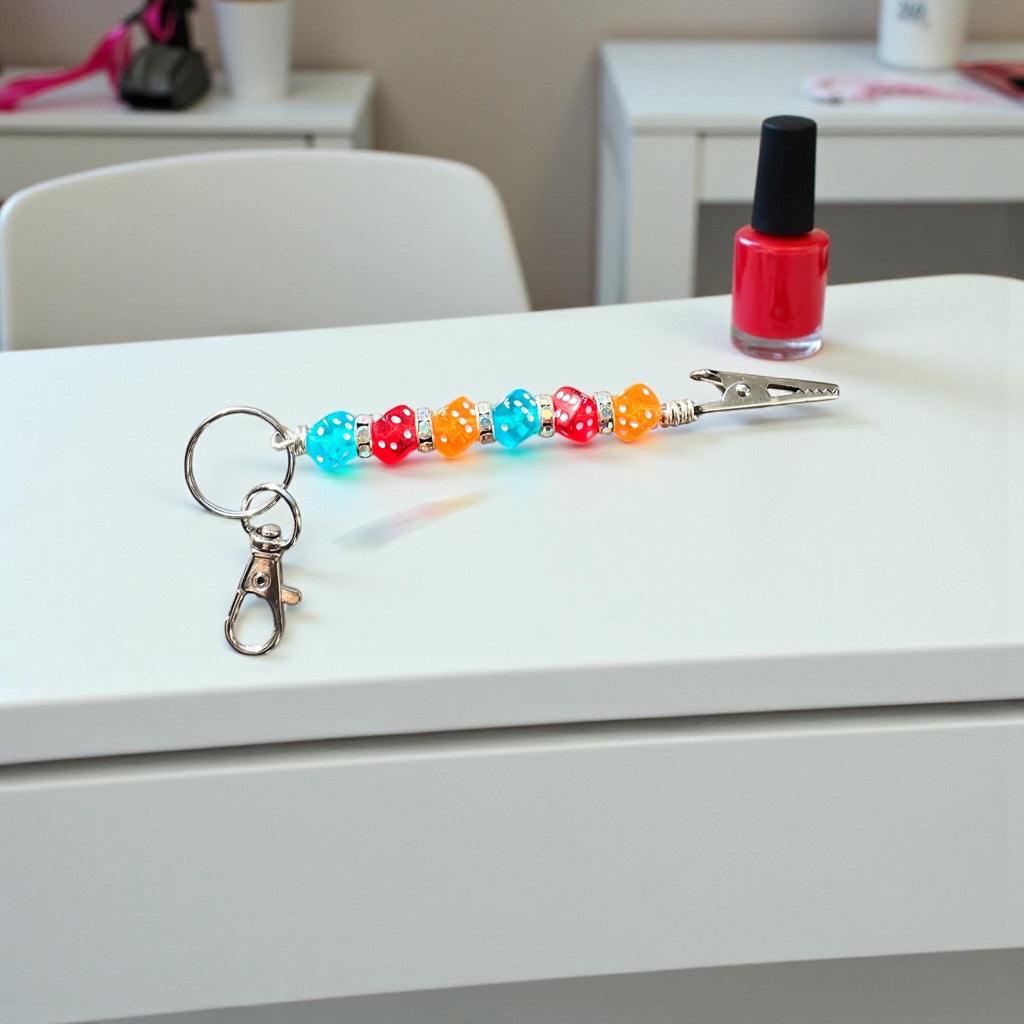 Handmade Dice Beaded ATM Card Clip Bracelet Helper, Long Nail Accessory