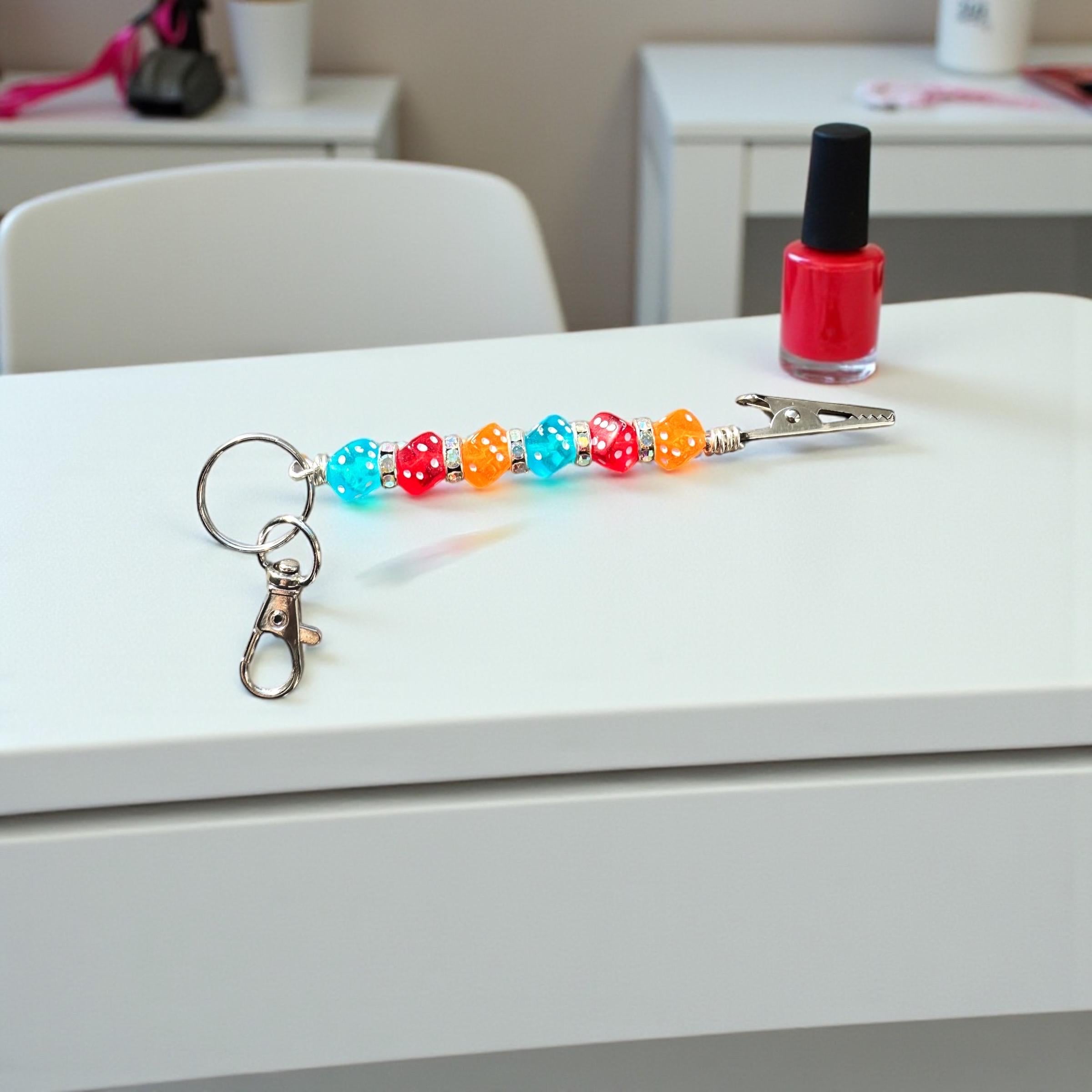 Handmade Dice Beaded ATM Card Clip Bracelet Helper, Long Nail Accessory