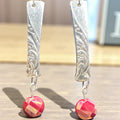 Upcycled Spoon Handle Earrings with Pink Faceted Gemstone Bead | Vintage Silverware Jewelry valentine gift idea