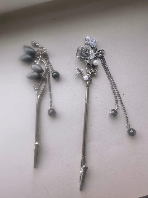 Attaches pour carte bancaire – Motif floral foncé enchanté – Fait main, étincelant et magique, aide pour les ongles longs