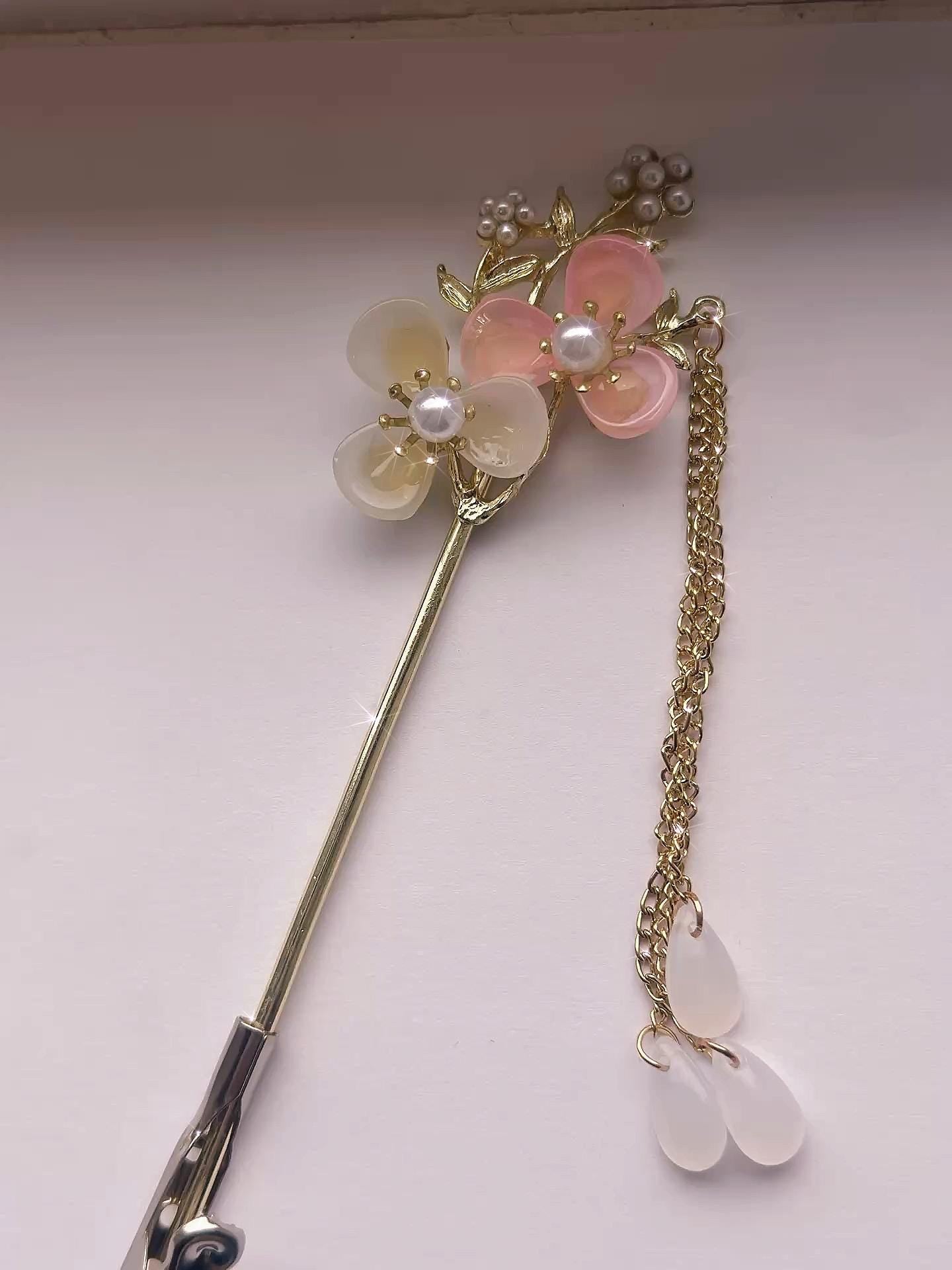 Floral ATM Card Grabber Tool • Cherry Blossom & Pearl Card Clip