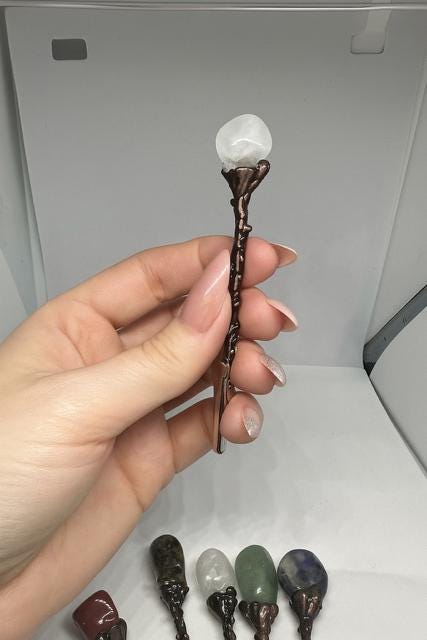 Crystal Wand ATM Card Clip – Long Nail Helper – Choose Your Stone