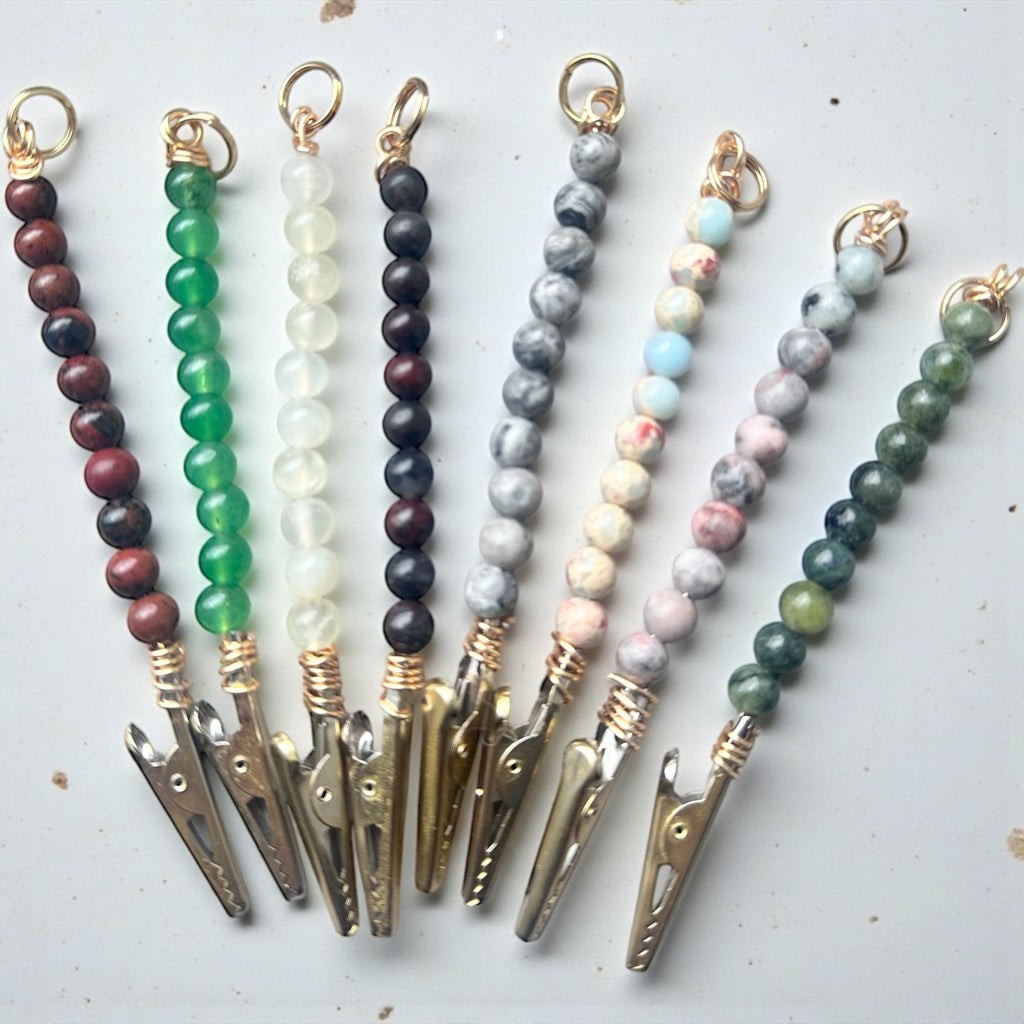 Genuine Gemstone ATM Card Clip • Long Nail Helper • Bracelet Buddy • Card Grabber • Sold Individually