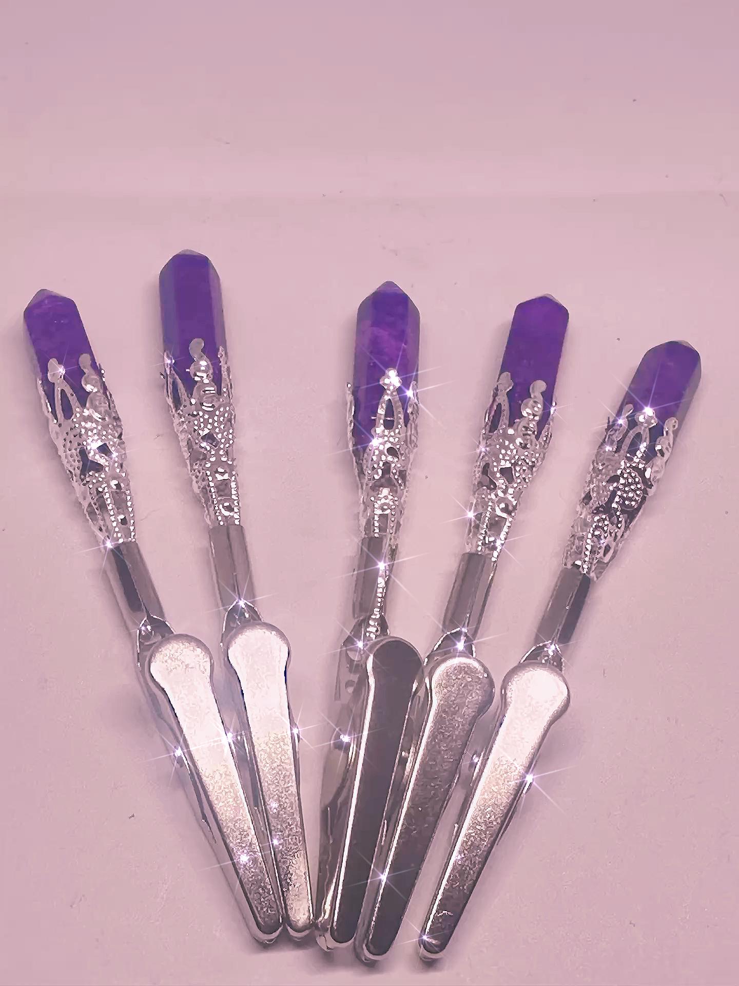 Purple Crystal ATM Card Clip – Amathyst Crystal Bracelet Helper • Long Nail Grabber • Vintage-Style