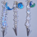 Celestial Crystal ATM Card Clip – Moon & Star Long Nail Helper, Beaded Bracelet Buddy, Sparkle Grabber Tool
