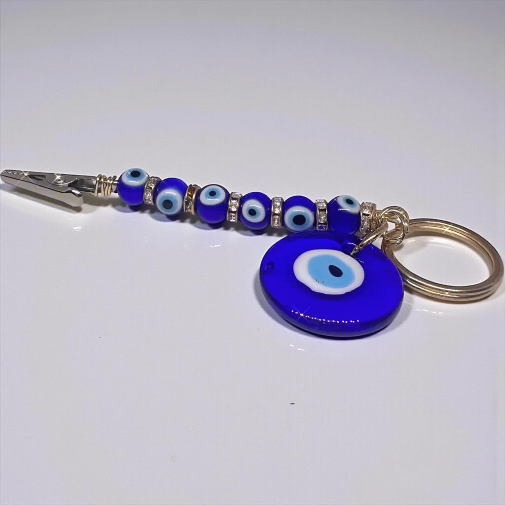 Evil Eye Beaded ATM Card Clip • Long Nail Grabber Tool
