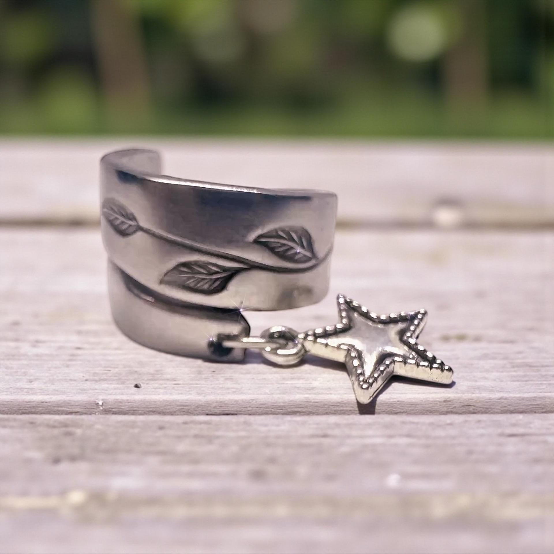 Spoon Ring Mystery charm ring, handmade spoon ring custom size ring, upcycled jewelry double wrap, gift for her, surprise ring