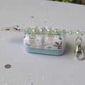 Ocean Green Crystal ATM Card Clip – Long Nail Helper with Matching Storage Tin – Beaded Alligator Grabber