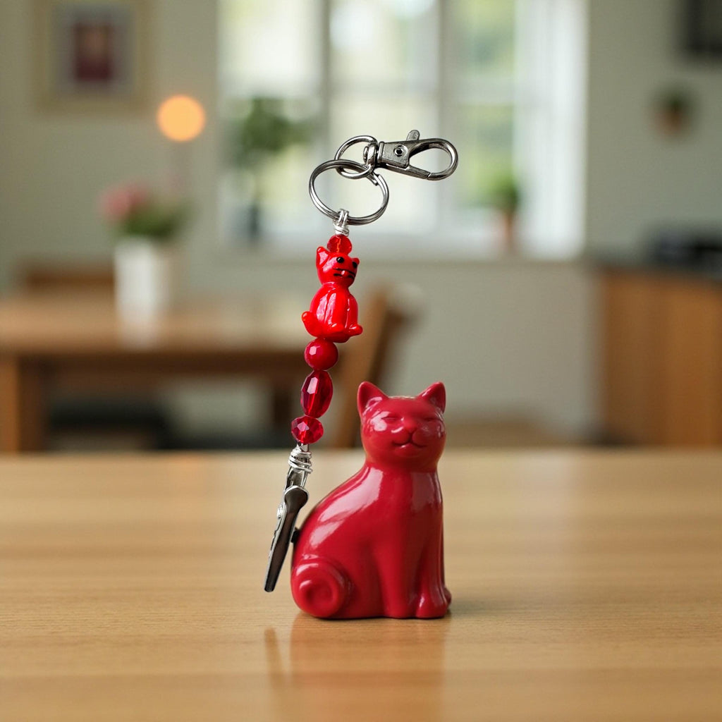 Beaded Cat ATM Card Clip • Long Nail Helper Tool
