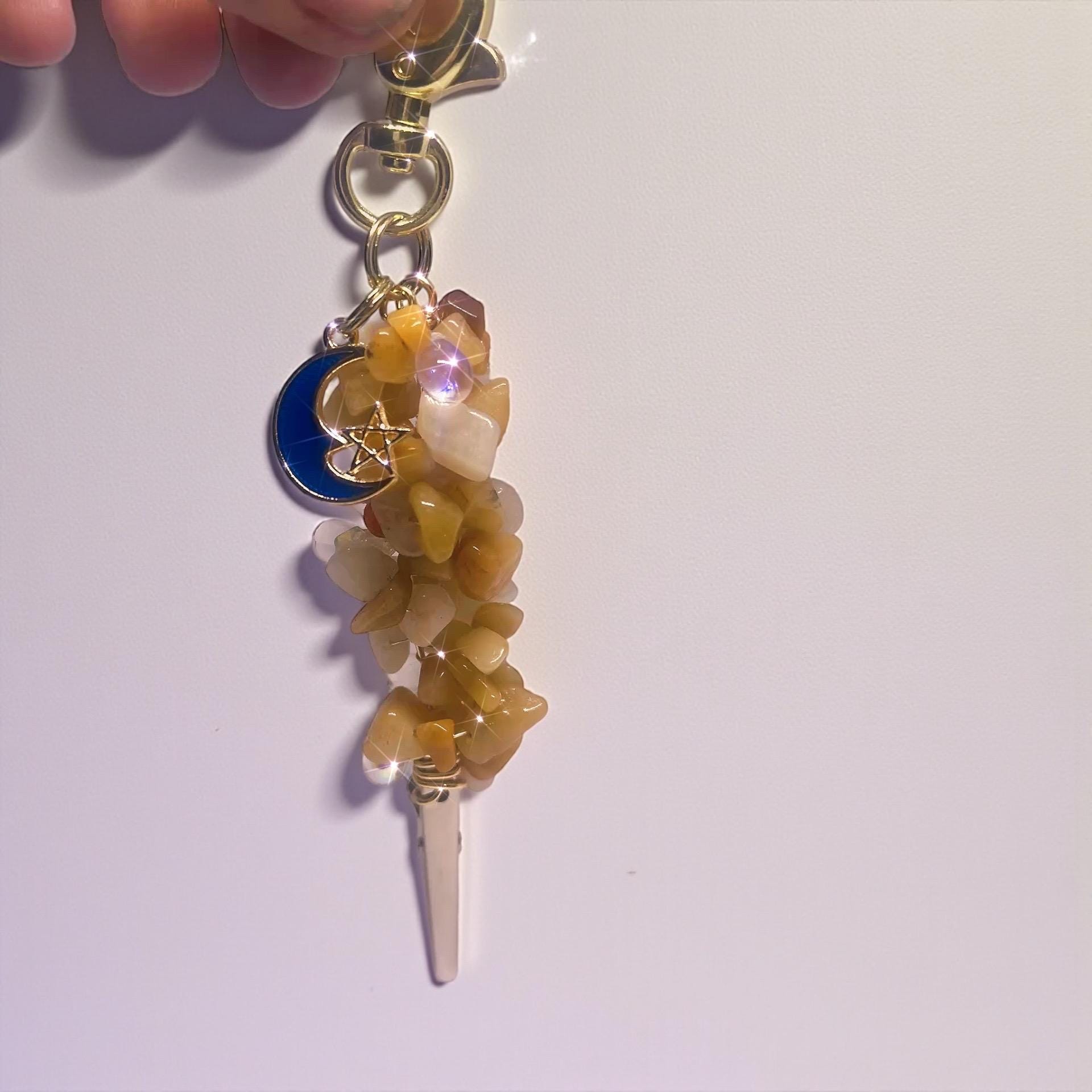 Golden Crystal Chip ATM Card Clip – Handmade Bracelet Buddy & Card Grabber