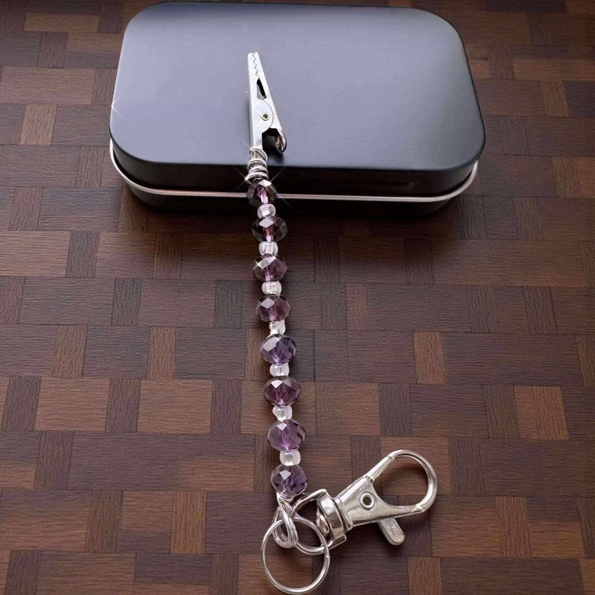 Ocean Crystal ATM Card Clip Amathyst purple  with Tin – Long Nail Helper