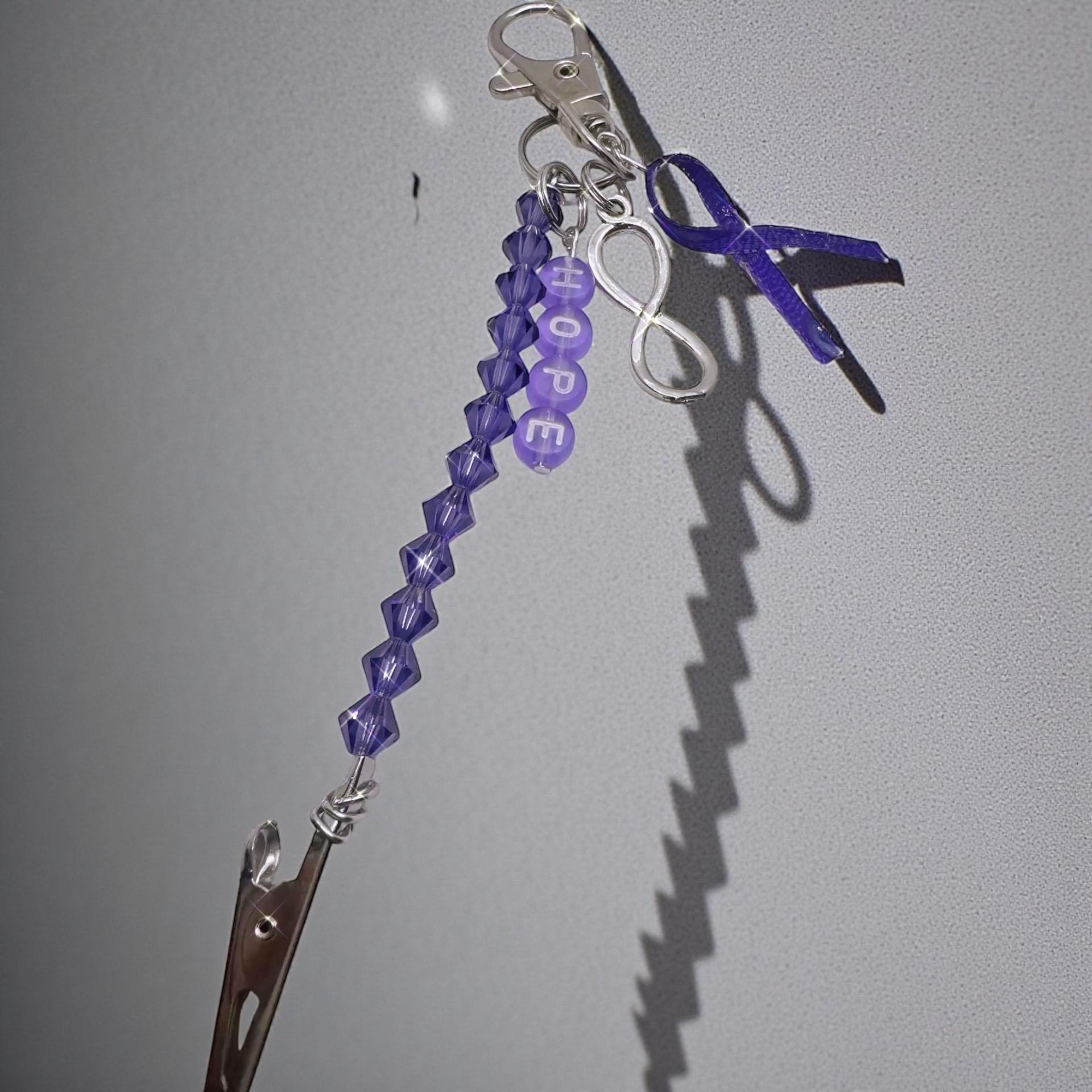 Mental Health Awareness ATM Card Clip | Survivor Support Keychain | Ribbons & Charms to Match Each Awareness | Handmade Beaded Bracelet Help
