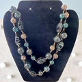 Vintage Liz Claiborne Teal Glass Bead Necklace • Double Strand LC Jewelry