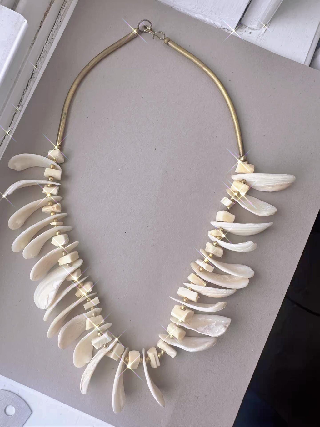 Y2K Mother of Pearl Shell Necklace – Coastal Statement Collar
