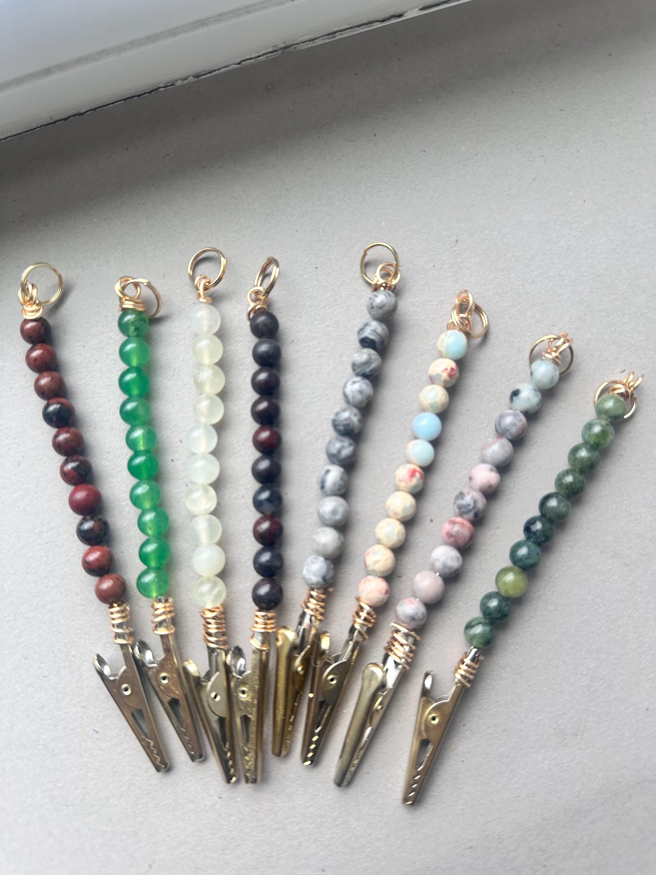 Genuine Gemstone ATM Card Clip • Long Nail Helper • Bracelet Buddy • Card Grabber • Sold Individually