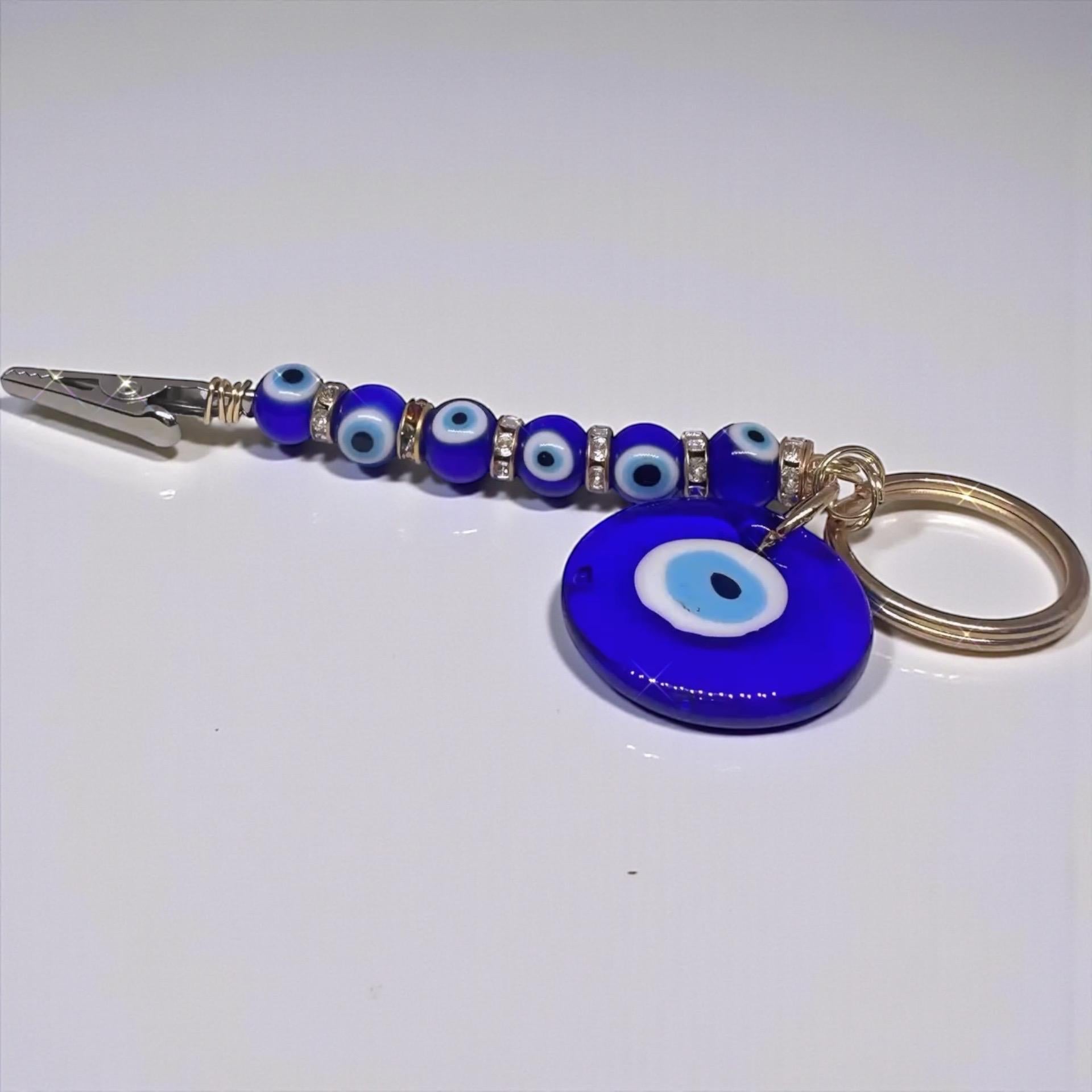 Evil Eye Beaded ATM Card Clip • Long Nail Grabber Tool