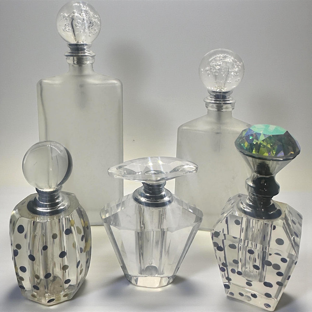 Vintage-Mini Glass Perfume Bottles with Removable Stoppers  – Set of 5